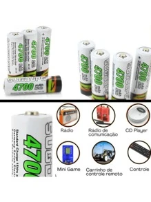 Pack Of 4 Rechargeable AA Battery Units 4700mAh / AAA STICK 2700MaH Toy Microphone - AA 4700MAH NORMAL - View 4