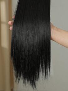 Extension Clip Per Capelli Per Donne Di 24 Pollici Di Lunghezza Con Ciocche Di Capelli Neri Lunghi E Dritti, Extension Di Capelli Sintetici Per La Testa Intera (3 Pezzi, Nero)