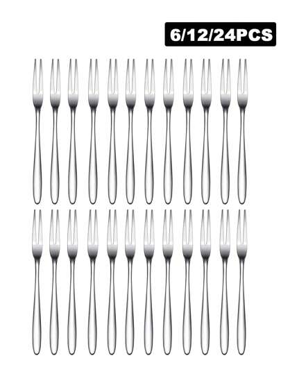 6/12/24件不锈钢水果叉，适合家庭下午茶派对、厨房、圣诞礼物、学校用品