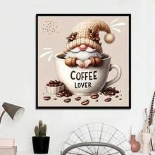 1 bức tranh kim cương lùn hình người yêu cà phê độc đáo - Nghệ thuật kim cương lấp lánh tròn đầy, Nghệ thuật treo tường trang trí cho gia đình, Ý tưởng quà tặng ngày lễ tình nhân, Nghệ thuật trang trí tường thủ công tự làm hoàn hảo cho phòng khách, phòng ngủ, trang trí tường văn phòng - Nhiều màu - Xem 3