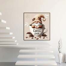 1 bức tranh kim cương lùn hình người yêu cà phê độc đáo - Nghệ thuật kim cương lấp lánh tròn đầy, Nghệ thuật treo tường trang trí cho gia đình, Ý tưởng quà tặng ngày lễ tình nhân, Nghệ thuật trang trí tường thủ công tự làm hoàn hảo cho phòng khách, phòng ngủ, trang trí tường văn phòng - Nhiều màu - Xem 4