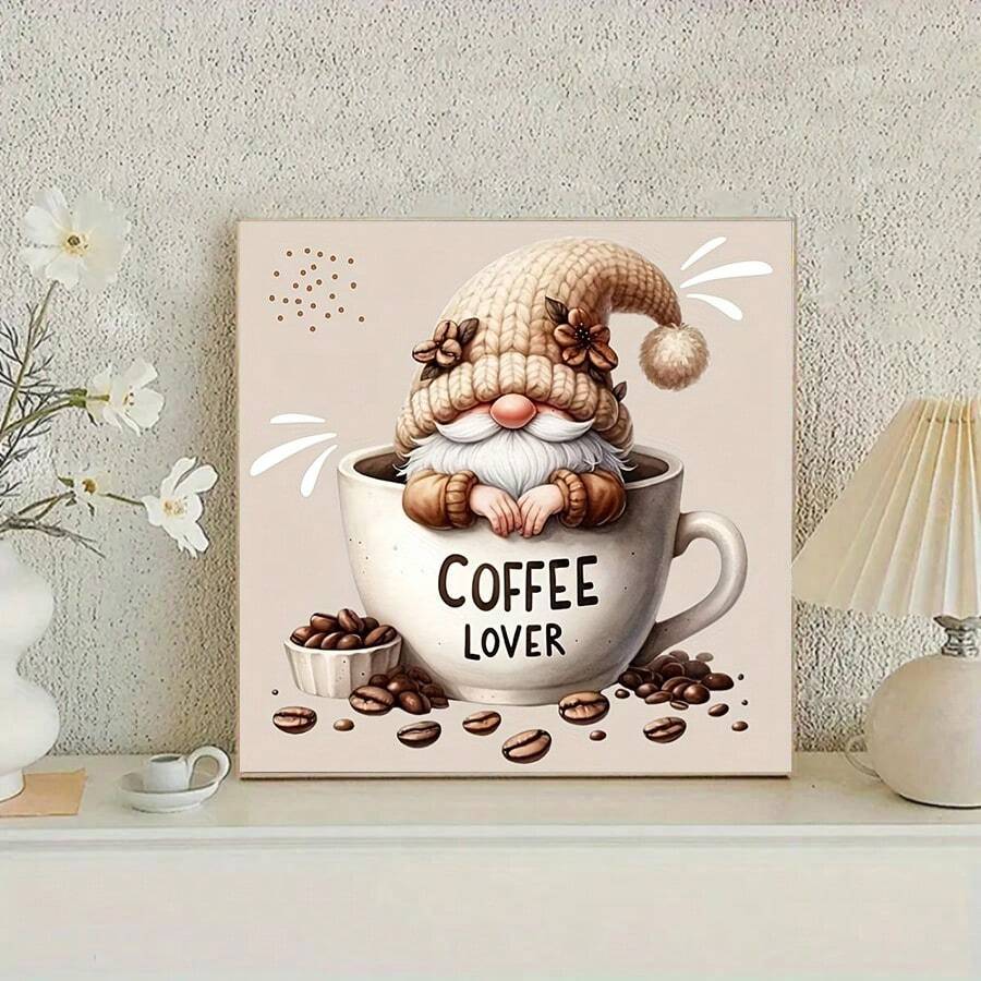 1 bức tranh kim cương lùn hình người yêu cà phê độc đáo - Nghệ thuật kim cương lấp lánh tròn đầy, Nghệ thuật treo tường trang trí cho gia đình, Ý tưởng quà tặng ngày lễ tình nhân, Nghệ thuật trang trí tường thủ công tự làm hoàn hảo cho phòng khách, phòng ngủ, trang trí tường văn phòng - Nhiều màu - Xem 1