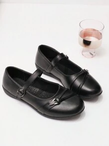 1 Pair Girls Flower Girl Princess Shoes, Slip-On School Party Dress Shoes, Low Heel Mary Jane Flat Ballet Shoes For Party Wedding