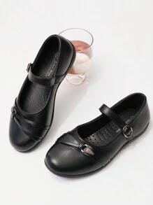 1 Pair Girls Flower Girl Princess Shoes, Slip-On School Party Dress Shoes, Low Heel Mary Jane Flat Ballet Shoes For Party Wedding