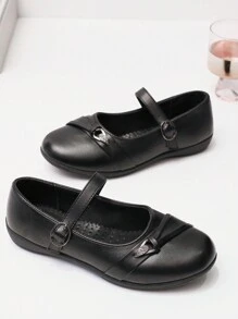 1 Pair Girls Flower Girl Princess Shoes, Slip-On School Party Dress Shoes, Low Heel Mary Jane Flat Ballet Shoes For Party Wedding