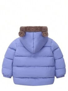 2-In-1 Young Boy Winter Hooded Jacket With 3D Ear Design - Blue - View 2
