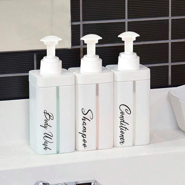 Botella dispensadora de baño blanca de 650ml/21.98oz con ventana de visualización, 1/3 unidades, dispensador recargable para champú, jabón de Body y lociones, de plástico sin olor