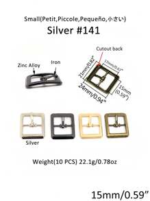 SinHo Fashion 10PCS Zinc Alloy Belt Fastener DIY Mini Small Belt Buckle Pin Buckle Square Right Angle Small Leash Head Pet Collar Hardware Adjustable Alloy Sandal Buckle (Silver, Small&Mini Size) - Silver - View 9