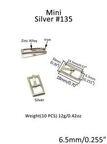 SinHo Fashion 10PCS Zinc Alloy Belt Fastener DIY Mini Small Belt Buckle Pin Buckle Square Right Angle Small Leash Head Pet Collar Hardware Adjustable Alloy Sandal Buckle (Silver, Small&Mini Size) - Silver - View 4