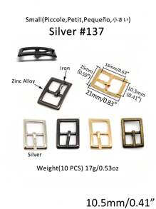 SinHo Fashion 10PCS Zinc Alloy Belt Fastener DIY Mini Small Belt Buckle Pin Buckle Square Right Angle Small Leash Head Pet Collar Hardware Adjustable Alloy Sandal Buckle (Silver, Small&Mini Size) - Silver - View 5