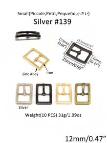 SinHo Fashion 10PCS Zinc Alloy Belt Fastener DIY Mini Small Belt Buckle Pin Buckle Square Right Angle Small Leash Head Pet Collar Hardware Adjustable Alloy Sandal Buckle (Silver, Small&Mini Size) - Silver - View 7