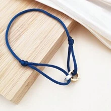 1 pieza Nuevo brazalete de doble anillo de la suerte con brazalete de doble anillo de acero inoxidable, cuerda, apto para uso diario