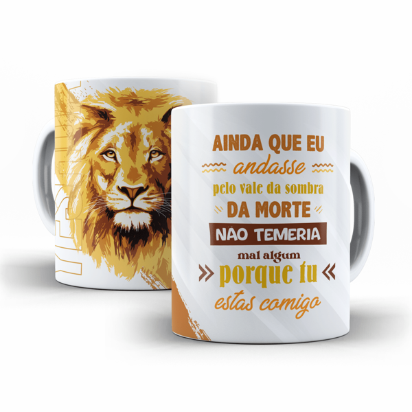 Caneca do Leão de Judá, Tema Evangélico, 325 ml, Porcelana, Presente de Yeshua Jesus,