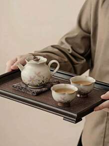 1pc Vintage Style Grayish-Green Chamomile Bud Tea Cup, Suitable For Living Room, Tea House, Restaurant