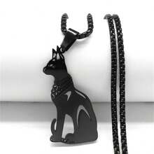 Collar Buster de la Diosa Gato Egipcia en acero inoxidable en colores dorado/negro/plateado, collar retro de Anubis estilo antiguo egipcio, accesorio de moda para hombres y mujeres - collar - Ver 3