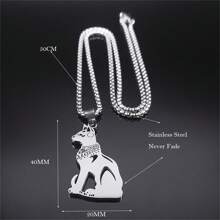 Collar Buster de la Diosa Gato Egipcia en acero inoxidable en colores dorado/negro/plateado, collar retro de Anubis estilo antiguo egipcio, accesorio de moda para hombres y mujeres - collar - Ver 10
