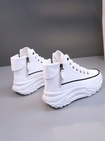 1 par kvinnor flerfärgade fritids-/sportlöparskor, rund tå, snörning, vattentäta, höga stövlar för höst/vinter