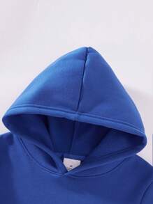 2pcs/Set Young Boys' Soccer & Letter Print Hoodie And Sports Pants - Blue - View 3