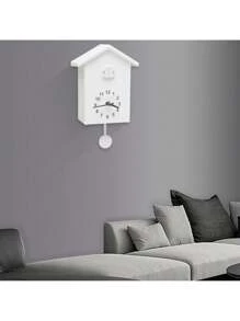 HaroldDol Intelligent Cuckoo Clock, White Window Modern Bird Hanging Watch Decor Furniture The Best Gift/Present For Family&Friends Happy - White - View 5
