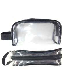 Transparent PVC Crystal Pencil Case Organizer Toiletry Bag 19 Cm - 黑色 - 查看 2