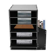 6 Compartments Mail Organizer, Mailbox For Classroom, Black Desktop Organizer With Side Cabinet, File Organizer, Paper Organizer For Classroom Home Office - Black - View 8