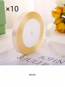 1pc (10 cuộn) Ruy băng trang trí rộng 1cm cho hoa, hộp đựng bánh, Giáng sinh, nơ, Ruy băng satin - Nhiều màu - Xem 14
