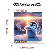 1pc Energetic Penguin Diamond Painting Kit, 5D Full Round Diamond Art, DIY Home Room Decor Embroidery Craft Set
