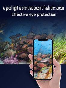 鱼缸夹灯水族造景海水LED灯微型乌龟草架灯180°折叠鱼缸氛围灯180°广角聚光灯蓝白双色光独立开关控制7500k冷色温高亮度灯珠光感调节欧规插头 - 白色 - 查看 3