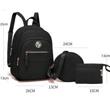 DIOSA LUNA Mochilcas para Mujeres, Conjunto de Mochila para Damas, Mochila de Tres Piezas, Mochila de Moda, Mochila Casual para niñas, Bolso de Hombro, Bolso de Viaje Casual para Mujeres, Conjunto de Bolsas para Estudiantes con Estuche para lápices - Negro - Ver 2