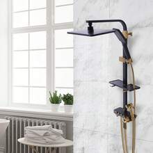 YUNRUX 3 Speed Shower Faucet Fitting Shower Set Shower Fitting Thermostat Shower System Black Gold Mixer Tap Bathroom Shower Water Supply Wall Mounting Shower Set Hand Shower