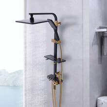 YUNRUX 3 Speed Shower Faucet Fitting Shower Set Shower Fitting Thermostat Shower System Black Gold Mixer Tap Bathroom Shower Water Supply Wall Mounting Shower Set Hand Shower