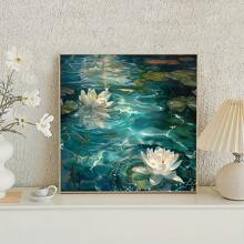 1 件大号 40x40cm/15.7x15.7 英寸精美 DIY 5D 全水钻钻石艺术画 - 精美莲花刺绣套件，带手工制作的家庭房间办公室墙壁装饰和无框设计 - 彩色 - 查看 3