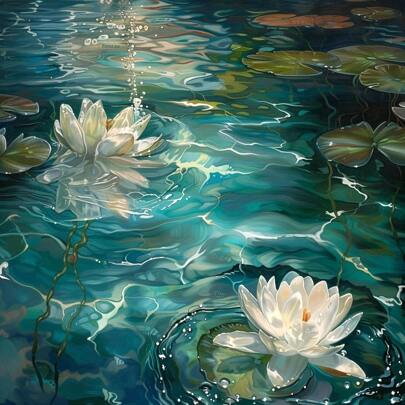 1pc Large 40x40cm/15.7x15.7in Exquisite DIY 5D Full Rhinestone Diamond Art Painting - Beautiful Lotus Embroidery Kit With Handmade Home Room Office Wall Decor And No-Frame Design