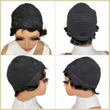 Retro Finger Wave Wigs 4 Inch Short Curly Wig For Elegant Women Human Hair Black Color - SNatural - View 6