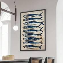 1pc Unframed Retro Sardine Food Kitchen Poster Vintage Still Life Fish Coastal Art Painting Canvas Print Modern Dining Room Restaurant Wall Picture For Dorm Apartment Living Room Home Decoration