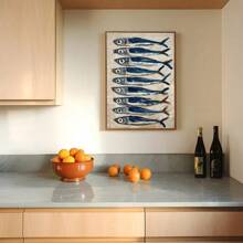 1pc Unframed Retro Sardine Food Kitchen Poster Vintage Still Life Fish Coastal Art Painting Canvas Print Modern Dining Room Restaurant Wall Picture For Dorm Apartment Living Room Home Decoration