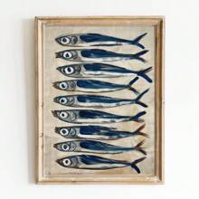 1pc Unframed Retro Sardine Food Kitchen Poster Vintage Still Life Fish Coastal Art Painting Canvas Print Modern Dining Room Restaurant Wall Picture For Dorm Apartment Living Room Home Decoration