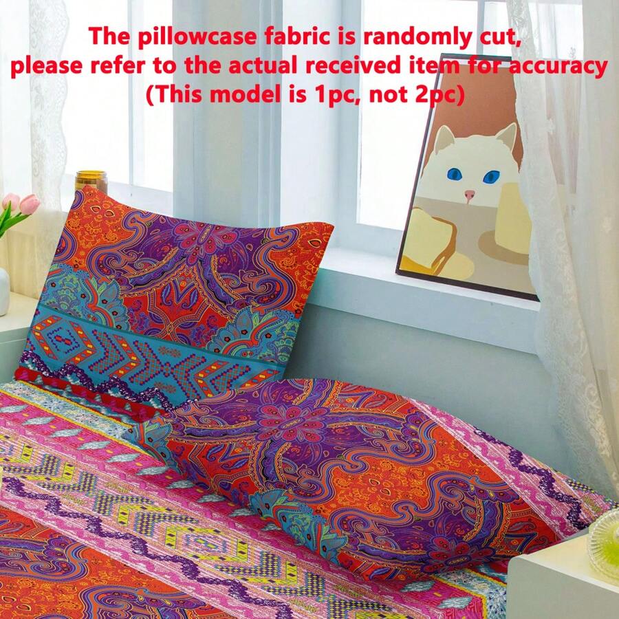 1 vỏ gối chải in họa tiết Bohemian, vỏ gối mềm có khóa kéo, bộ đồ giường phòng ngủ - Xem 1