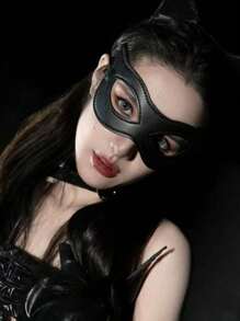 1 mặt nạ da, mặt nạ hóa trang cho phụ nữ, mặt nạ hóa trang tiệc tùng, mặt nạ mắt cosplay, phụ kiện mũ đội đầu cho tiệc ngày lễ, giáng sinh - màu đen - Xem 2