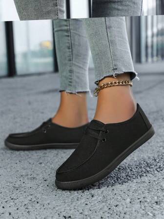 Men's Solid Color Canvas Flat Shoes, Round Toe Lace-Up Breathable Non-Slip Shoes, Men's Classic Canvas Shoes, Solid Color Lace-Up Low-Top Casual Shoes, Men's Comfortable Shoes, Sneakers, Outdoor Shoes