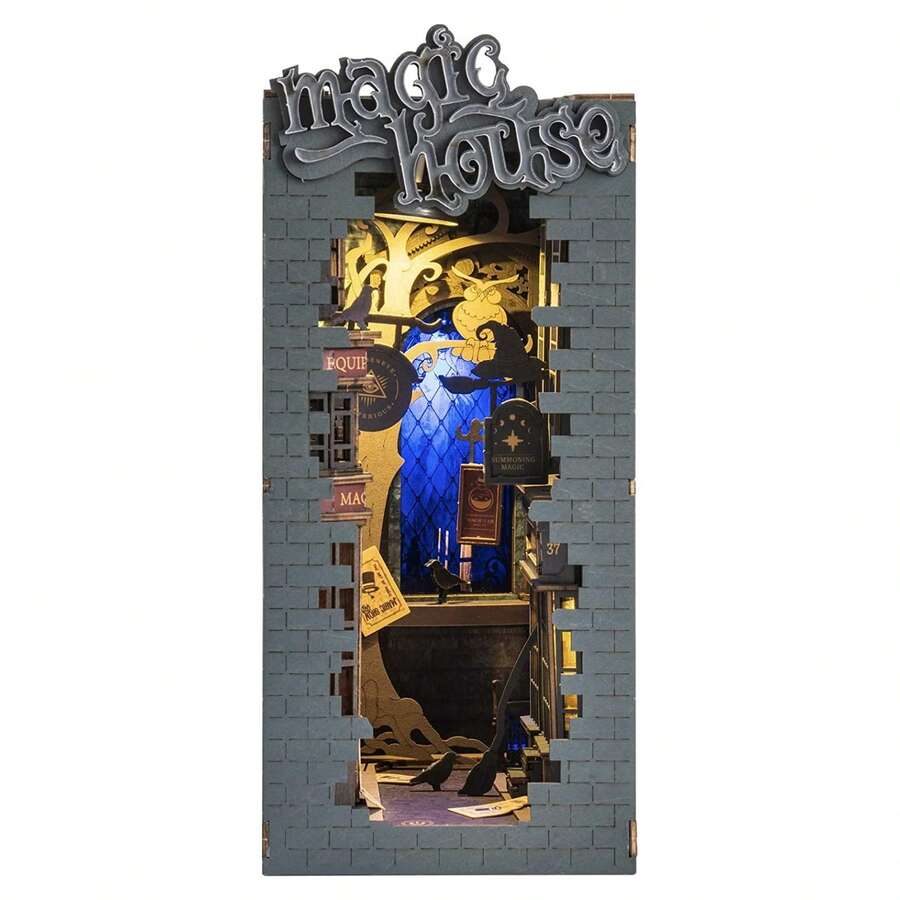 Robotime DIY Book Nook Kits For Adults Bookshelf Decor 3D Wooden Puzzle