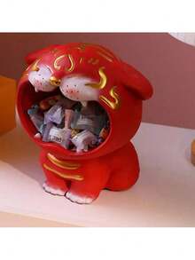 Key Storage Box Trinket Sundries Big Mouth Tigers Sculpture For Desk Bedroom Entrance Home Decor - 紅色 - 查看 1