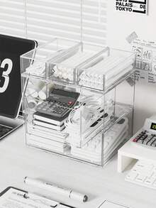 1 chiếc, hộp đựng đồ bằng acrylic trong suốt, hộp đựng đồ để bàn, thích hợp đựng bút chì, bút dạ, đồ trang sức, dây buộc tóc, son môi, cọ trang điểm, hộp đựng đồ có ngăn kéo, hộp đựng đồ trang sức văn phòng, hộp đựng bút chì - Nhiều màu - Xem 6