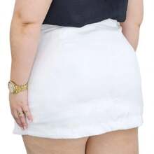 Shorts Skirt High Waist Short Social In Casual Tailoring Social Fabric Plus Size Women's Fashion - Sofia - 白色 - 查看 1