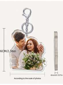 1 Personalisierter individuell gravierter farbiger Foto-Schlüsselanhänger - Anhänger aus Edelstahl und Acryl, geformter transparenter Anhänger geeignet für Taschen und Koffer usw. - Personalisiertes individuelles Valentinstag-Geschenk, perfekt für Väter, Freunde oder Paare, Fotos Ihrer Kinder, Ihrer Lieben, Ihrer Eltern und sogar Ihrer Haustiere darauf drucken, sodass Ihre kostbaren Erinnerungen immer bei Ihnen bleiben.