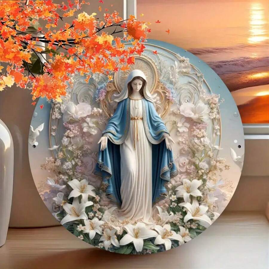 1 pieza Cartel decorativo con alas de ángel de metal, 8x8 pulgadas, impresión de alta definición UV, colgante de pared, decoración multiusos para interiores/exteriores, posición aleatoria de los agujeros para decoración festiva, decoración del hogar, decoración de habitaciones, decoración de pared - Multicolor - Ver 1