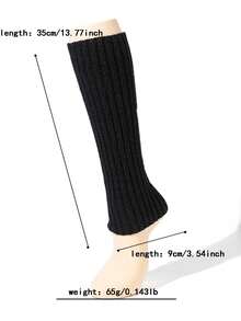 1pair Women Autumn/Winter Solid Color Striped Neon Color Knit Leg Warmersaccessories For Women - Multicolor - View 11