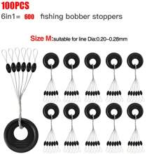 Rubber Fishing Bobber Stopper,6 In 1 Float Sinker Stops,Black Oval Cylinder,L M S Float Stop Available