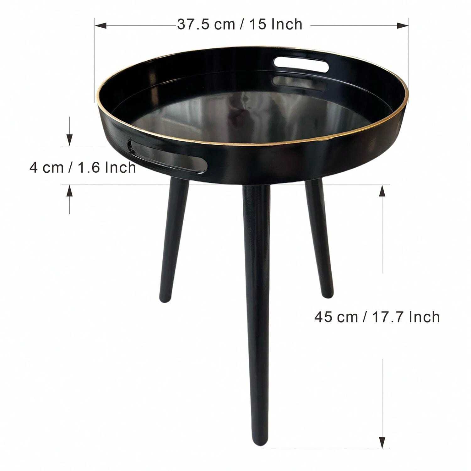 Zosenley Plastics Tray Side Table With Detachable Three Wooden 17.7