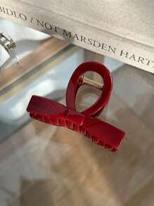 1pc Ancle Red Trapezium Hair Claw Clips Claw Barrette Hair Accessories Hair Jaw Clip Hair Clamps Hair Clutch Hair Catcher Clip, School Stuff, College Fall Winter Hair Clip Bows For Vacation Outfits Woman